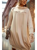 Beige bomber dress with hood FI722 - Online store - Boutique